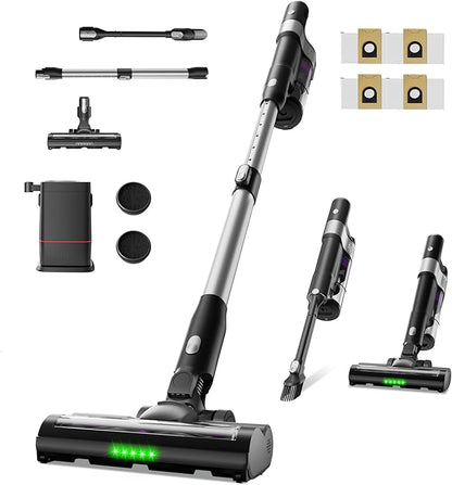 DlandHome Cordless Vacuum Cleaner, Portable Rechargeable Stick Vacuum with Auto-Empty System, Up to 45 Minutes, 2.5L Dust Cup, LED Headlights, 35KPA Powerful Suction for Home Pet Hair Carpets