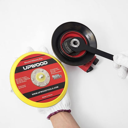 UPWOOD 2 pcs 6" Hook and Loop Backing Pad for Air Sander Polisher, 5/16" Arbor with 24 Thread 1,3000RPM DA Sanding Pad