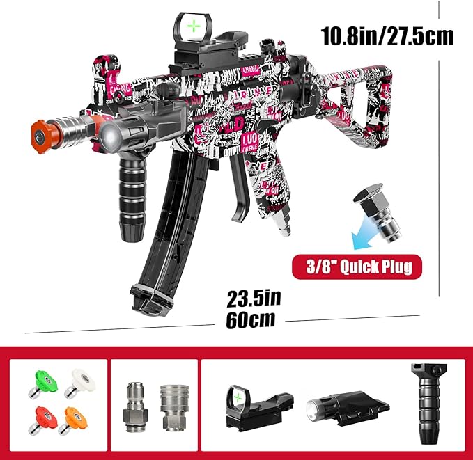 MP5 Model Pressure Washer Gun with Swivel & 4 Nozzles, 3600 PSI High Pressure Spray Gun with 3/8" Quick Connect Plug, Swivel Gun Compatible with Foam Cannon, Power Washer Accessories (Purple)
