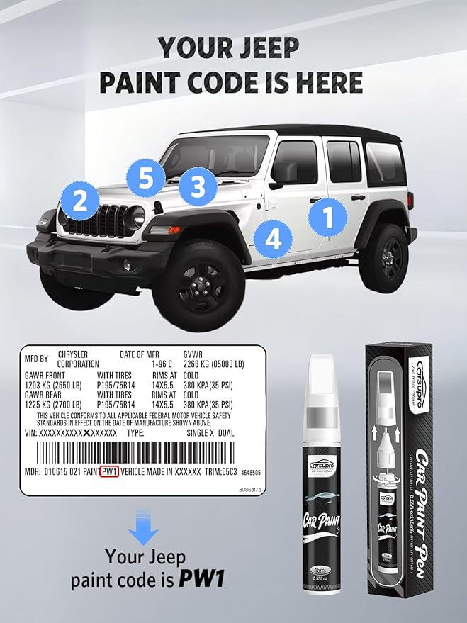 Billet Silver Metallic(PSC/JSC) for Jeep Touch Up Paint Pen, 2 in 1 Car Scratch Remover with Pen Tip and Brush, Precise Color Match for Car Paint Scratch Repair, Quickly and Easily Fix Chips and Nicks