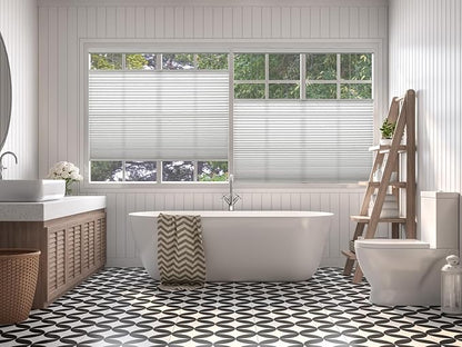BlindsAvenue Cordless Top Down Bottom Up Cellular Honeycomb Shade, 9/16" Single Cell, Light Filtering, Cotton White, Size: 57" W x 72" H