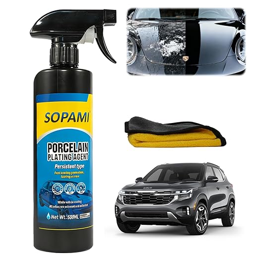 Car Coating Spray, SOPAMI 3-in-1 Quick Effect Coating Agent, Waterless Car Wax Spray for Shine Protection, Nano Hydrophobic Quick Detailer for Paint, Glass, Plastic Metal Surfaces