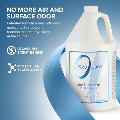Zero Odor - Multi-Purpose Strong Odor Eliminator for Home, Office, Car, Bathroom, Hotel, Room Deodorizer, and Odor Neutralizer, 128oz Refill