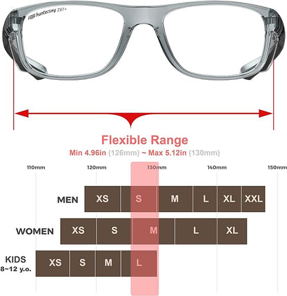 HTS HUNTERSKY TR90NZZ Safety Glasses with Side Shield Small Size Women Men ANSI Z87 Anti Fog Scratch Resistant Lab Pickleball