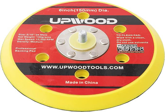 UPWOOD 2 pcs 6 in 6 Holes Hook and Loop Backing Pad for Air Sander Polisher, 5/16"-24 Thread Max 13000RPM DA Sanding Pad