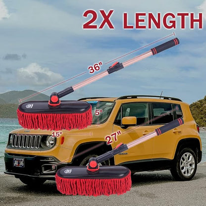 Car Duster-Stocking Stuffers Gifts for Men Women-Wax Cotton Hair, Scratch-Free Travel-Friendly Auto Cleaner, Truck, SUV, RV & Motorcycle - Extendable Handle, No Lint，Beach Travel Essentials