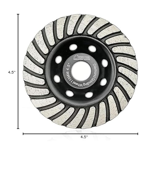 SHDIATOOL 4-1/2 Inch Turbo Row Diamond Grinding Cup Wheel for Concrete Granite Marble Masonry Brick Fits 7/8 Inch Arbor