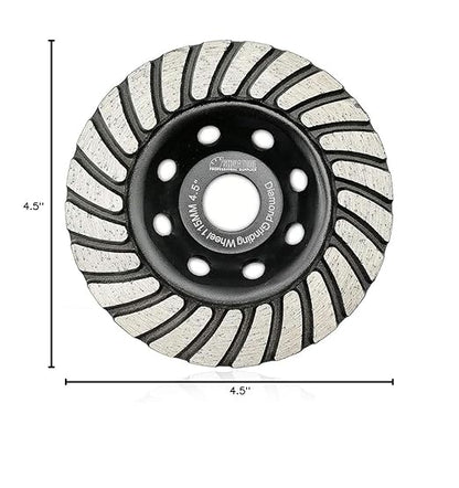 SHDIATOOL 4-1/2 Inch Turbo Row Diamond Grinding Cup Wheel for Concrete Granite Marble Masonry Brick Fits 7/8 Inch Arbor