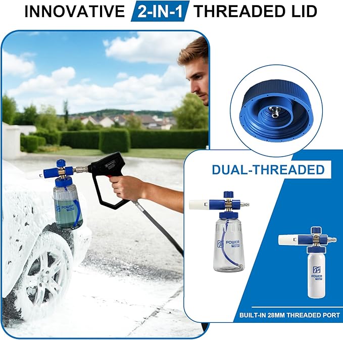 Foam Cannon Pro, Wide Mouth Soap Cannon for Power Washer, Car Wash High Pressure Snow Foam Cannon Lance for Detailing, 1/4" Quick Connector