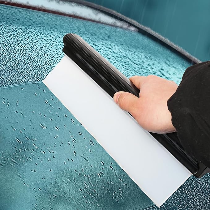 Car Squeegee 12 Inch Flexible T-Bar Water Blade, Car Drying Water Silicone Squeegee for Car, Windshield, Glass, Window, Mirror, Bathroom (Black)