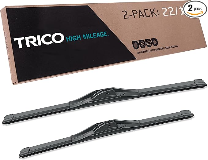 TRICO Solutions™ High Mileage 22 Inch & 19 Inch Pack of 2 High Performance Automotive Replacement Windshield Wiper Blade for Select Ford, Chevrolet, Cadillac, Toyota, Jaguar Models (56-2219)