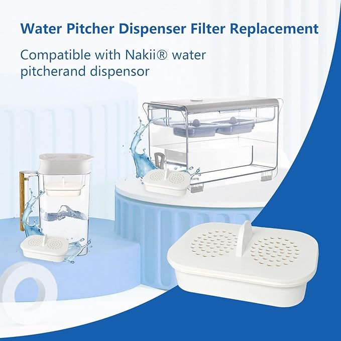 Replacement Filter for Nakii® NFP-100 Compatible with Nakii Filter Pitcher，Reduces Chlorine PFOA PFOS PFOS Reduce Water Hardness, Replacement water filters for pitcher 3 pack