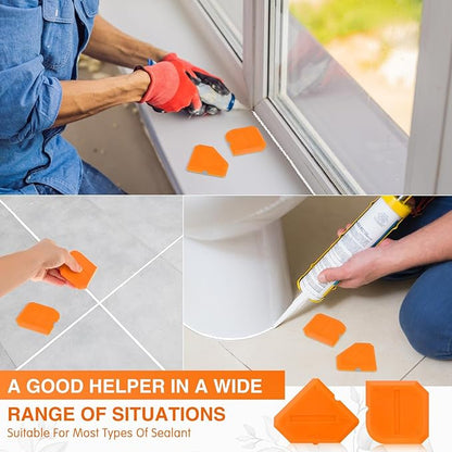 Outus 2 Pieces Caulking Tool Set Silicone Sealant Grout Finishing Tool for Kitchen Bathroom Floor Sealant Sealing (Orange)