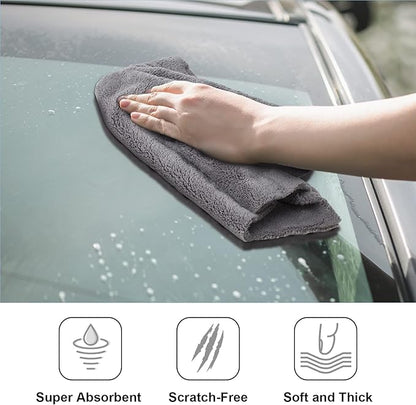 Shimeyao 30 Pcs 16 x 16 Inch Edgeless Microfiber Plush Towels for Cars Detailing Drying Wash Polishing Absorbent Cleaning Cloths, 500 GSM(16 x 16 Inch, Gray, 30 Pcs)