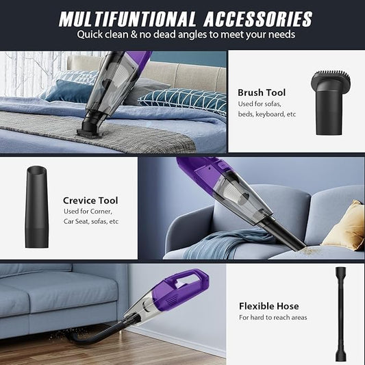 Bossdan Handheld Vacuum Cordless – Car Vac Portable with 8KPA & Multi Accessories & Low Noise, Lightweight Hand Held Vacuum Cordless Rechargeable for Car/Home/Dust/Pet Hair, Mine Portable Vacuum