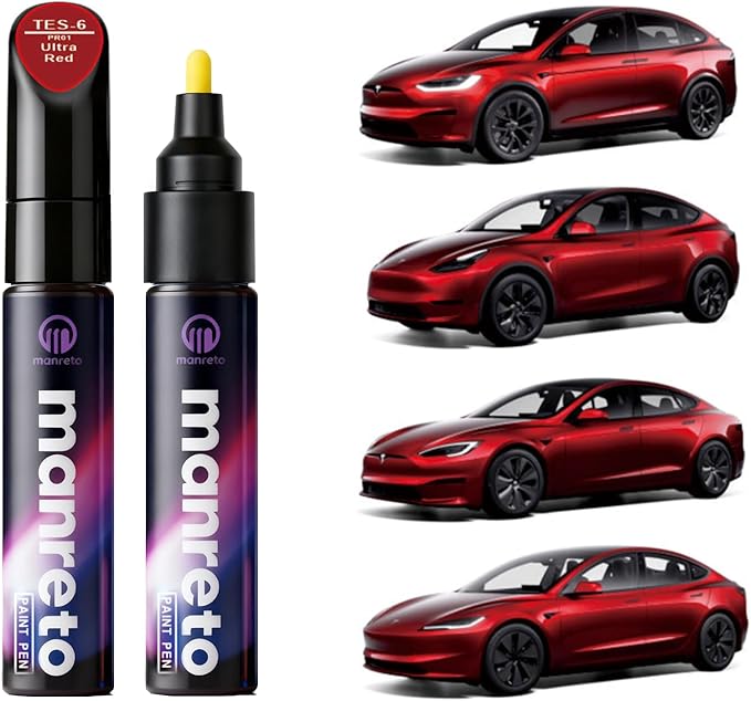 Touch Up Paint for Tesla Model Y/3/X/S Ultra Red(PR01)—OEM Color-Matched, Quick & Easy Car Scratch Remover Pen, Long lasting & Waterproof Car Paint Touch Up, Like-New Finish