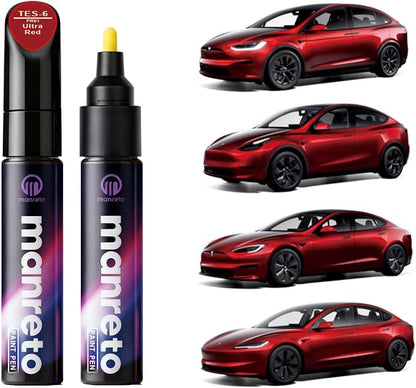 Touch Up Paint for Tesla Model Y/3/X/S Ultra Red(PR01)—OEM Color-Matched, Quick & Easy Car Scratch Remover Pen, Long lasting & Waterproof Car Paint Touch Up, Like-New Finish