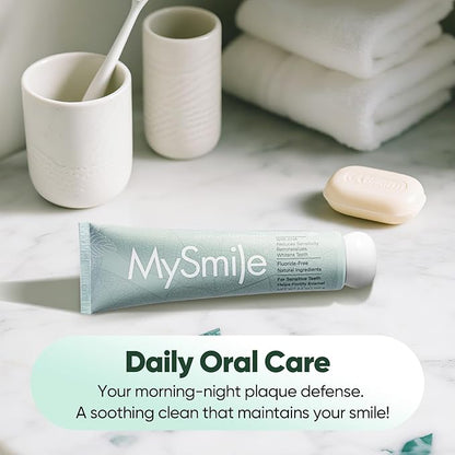 MySmile Fluoride Free Nano Hydroxyapatite Toothpaste for Sensitive Teeth, Strengthens Enamel, Remineralizes & Whitens Teeth, Freshens Breath for Adults, SLS Free, Natural Misty Mint, 4.2 oz