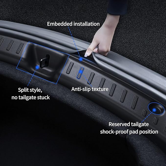 SHINELINERS New Upgrade Rear Bumper Guard for Tesla Model Y Juniper 2025-2026 ABS Material, Prevent Scratches, Easy Installation - Trunk Bumper Protector Accessories for Tesla Juniper