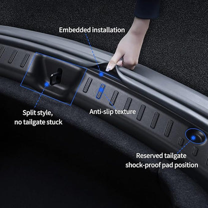 SHINELINERS New Upgrade Rear Bumper Guard for Tesla Model Y Juniper 2025-2026 ABS Material, Prevent Scratches, Easy Installation - Trunk Bumper Protector Accessories for Tesla Juniper