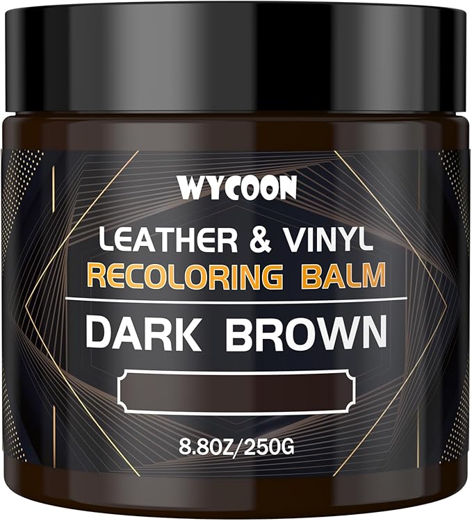 WYCOON Leather Recoloring Balm & Color Restorer | Dark Brown Leather Dye, Paint & Repair Kit for Furniture, Couches, Car Seats, Shoes | Restore Faded & Scratched Surfaces