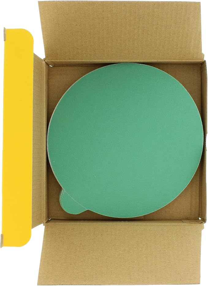 Dura-Gold Premium 6" Green Film PSA Sanding Discs - 180 Grit (Box of 25) - Self Adhesive Stickyback Sandpaper for DA Sanders, Finishing Medium Cut Abrasive - Sand Automotive Paint, Woodworking Wood