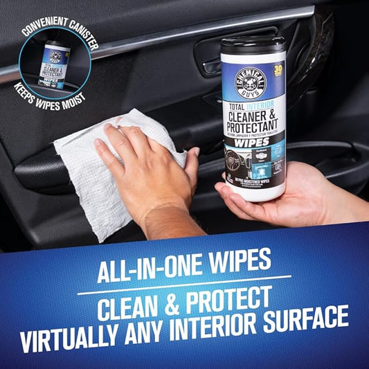 Chemical Guys Canister Wipes - VRP & Total Car Interior Cleaner & Protectant, Great for Cars, Trucks, SUVs, RVs, & More (60 Ct)
