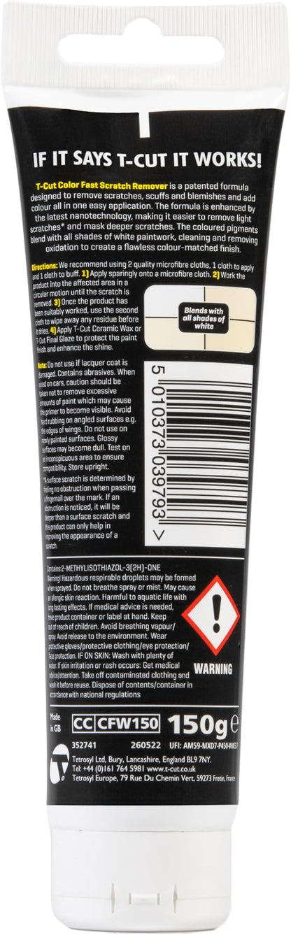 T-Cut Color Fast White Car Wax Polish Scratch Remover Color Enhancer, 5.3 Oz