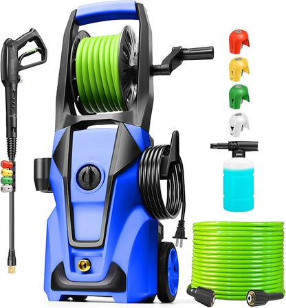Pressure Washer 5000 PSI Adjustable Pressure, Power Cleaners Powered with 33ft Pressure Hose, 4 Nozzles and 500ml Foam Cannon, Cleaner Machine for Home, Car, Dark Blue