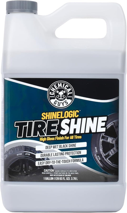 Chemical Guys Shine Logic Tire Shine (128 oz) Premium High-Gloss Tire Dressing for Deep Black Shine, Restores Faded Rubber, Enhances Appearance, Protects Against Fading and Cracking