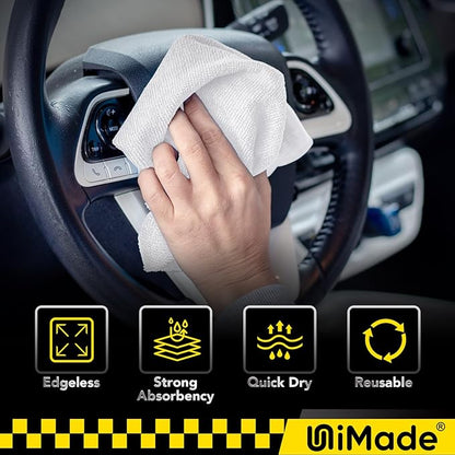 Microfiber Cleaning Cloth, 24 Pack Reusable Microfiber Towels for Cars Lint Free Cleaning Shop Towel Rags for Home Kitchen Automotive Bar Mechanic Restaurant Garage, 11.5"x 11.5", White