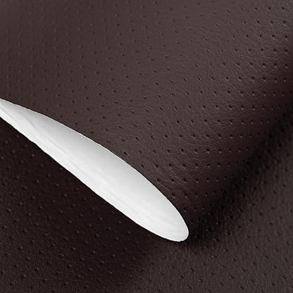 JuCheng Breathable Perforated Self-Adhesive Leather Repair Patch for Furniture, Couches, Car Seats, Office Chairs Faux Leather & Vinyl Repair Kit (Dark Brown, 20x120inch)