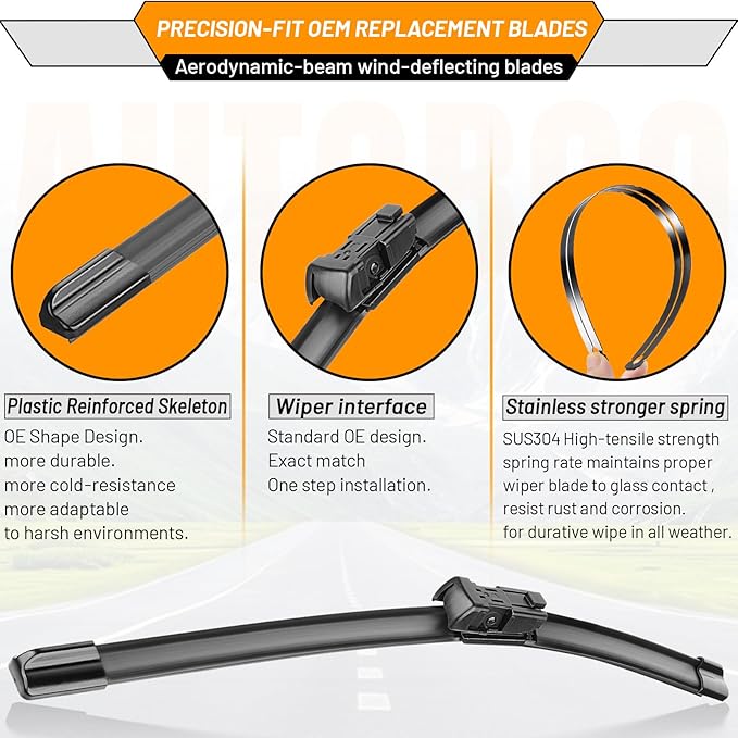 AUTOBOO 22"+20" Windshield Wipers with 11" Rear Wiper Blade Replacement for Jeep Renegade 2015 2016 2017 2018 2019 2020 2021 2022 2023-Original Factory Quality (Pack of 3)