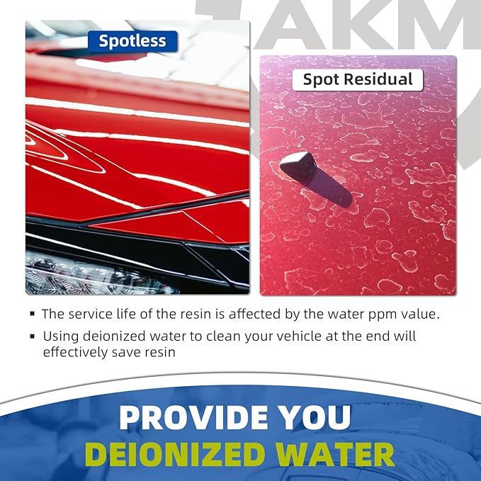 AKM Spotless Water System for car wash,Pre-Filled with DI Resin, DI Water System,Garden Hose Quick Connector, Deionized Water System for RV, Vehicles, Motorcycles, Bikes, Boats, Planes,No Spots