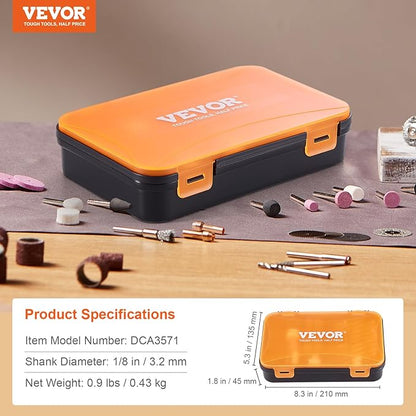 VEVOR Rotary Tool Accessories Kit 357PCS, 1/8" Diameter Shank Power Rotary Tool Accessories Set, Universal Fitment Electric Tool Accessories for Carving, Sanding, Cutting, Drilling, Cleaning, Grinding