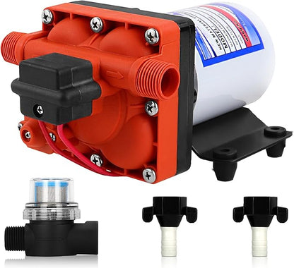 2088-554-144/2088-403-144 Fresh Water Pump,12 VDC,3.0 Gallons Per Minute,45 Psi,1/2MNPT Connection,Water Delivery Pump for RV or Marine Use,No Noise,Includes Detachable Filters