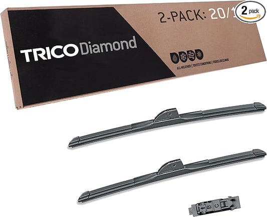 TRICO Diamond 20" + 18" Premium Automotive Replacement Windshield Wiper Blades (Set of 2), Passenger and Driver Side All-Weather Beam Wiper Blades for Select Vehicle Models