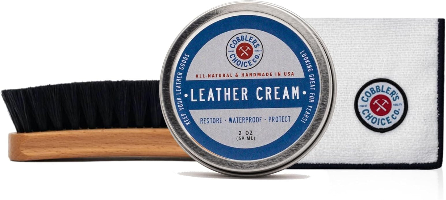 COBBLER'S CHOICE Leather Cream, Brush, and Polishing Cloth Kit
