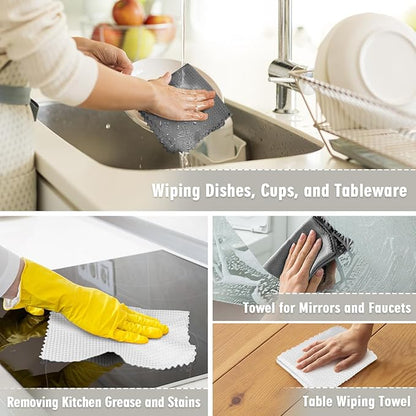 GLIMGLINT Waffle Weave Microfiber Towel, Lint Free Microfiber Cleaning Cloth for Household, Reusable Dish Towels, 20Pack, 11.5x11.5 Inch, (12 Grey, 8 White)
