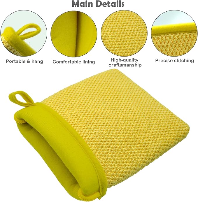 Auto Detailing Clay Mitt 1 Pack 8.5x5.7 inches, Fine Grade Microfiber Clay Bar Wash Mitt, Clay Eraser Mitt for Car Detailing, Magic Clay Bar Mitt, Removes Debris from Your Paint, Glass, Wheels
