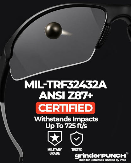 grinderPUNCH Tactical Shooting Glasses Military Grade Impact Resistant Protection 100% UV Lenses ANSI Z87 Safety Glasses