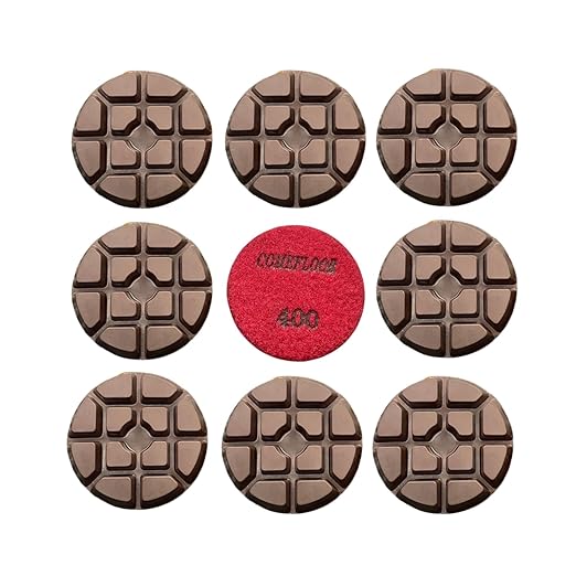 Concrete Floor Polishing Pucks Diamond Resin Disc for Terrazzo, Marble, Granite Floor, 3 Inch Hook and Loop Polishing Pad,400# 9PCS