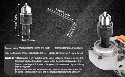 Kofdvdz 5/8-11 Angle grinding machine special conversion chuck, 1.5-10mm diameter metal drill chuck with fixed converter and quick replacement, stable use, can replace electric drill holes