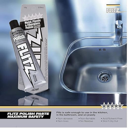 Flitz Multi-Purpose Metal Polish Paste - 5.29oz Tube of USA-Made Chrome Polish - Works on Stainless Steel, Aluminum, Plastic, Jewelry and Cars - Non-Abrasive Cleaner & Rust Remover (3 Pack)