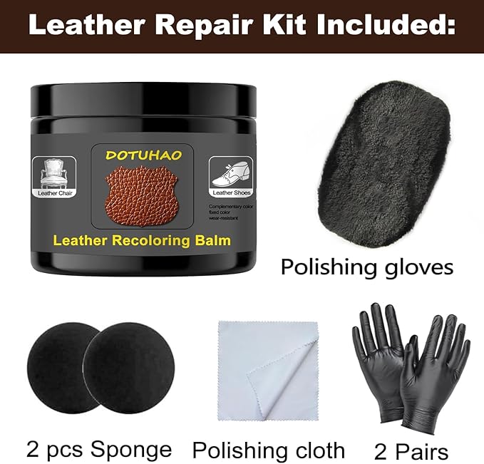 DOTUHAO Leather Recoloring Balm & Scratch Repair - All-in-One Restorer for Shoes, Bags, Furniture & Car Seats - Professional Grade Leather Dye & Paint - Restores Color & Hides Scratches (Dark Brown)
