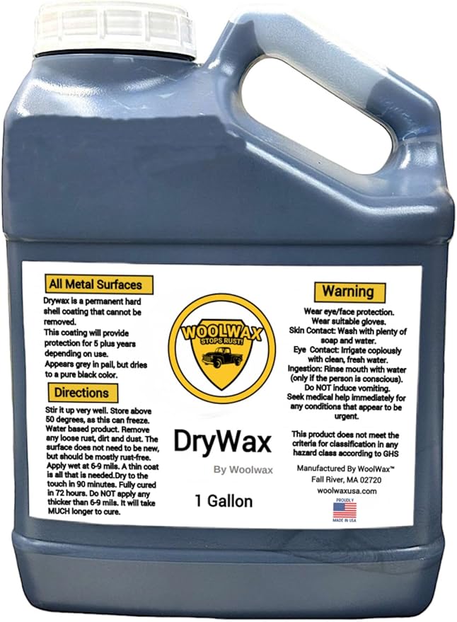 DRYWAX by woolwax Longer Protection Dry Wax Soft-Shell Flexible Coating, 1 Gallon, 5+ Year Rust Protection, Black Finish