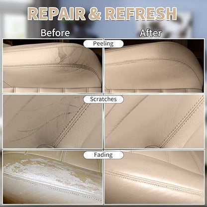 BSCPAM Beige Leather Recoloring Balm with 100ml Mink Oil,Leather Couch Scratch Remover,Leather Repair kit for Vinyl Furniture and Car Interior,Leather Dye Paint,Mink Oil for Leather