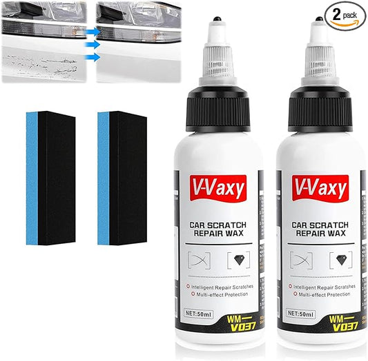 V-Vaxy Car Scratch Repair Wax, Car Buff Out Scratch Remover, Cars Scratches Repairing & Polishing Wax Paint Restorer, Multi-Effect Protection Repair Scratcher (2PCS+2*sponges)