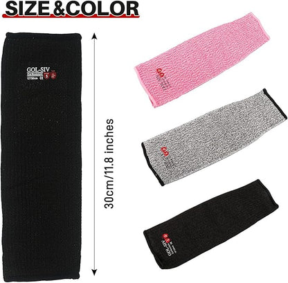 GOL-SIV Arm Protectors For Thin Skin And Bruising, Cut Resistant Sleeves For Men Women, Kevlar Sleeves,A5 Level Protection Arm Sleeves For Gardening (Black, 2pairs, 11.8 In)