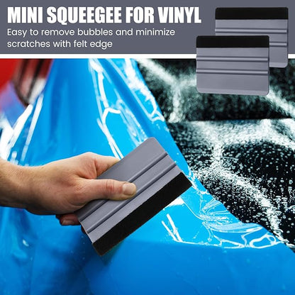 Lasnten 50 Pcs Plastic Vinyl Squeegee 4 Inch Felt Edge Squeegee for Car Window Windshield Glass Cleaning Tool Vinyl Scraper Decal Applicator Tool with Black Fabric Felt Edge (Gray)